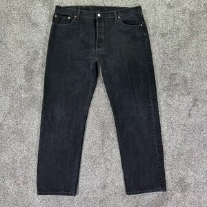 Vintage Levis 501XX Button Fly Black Denim Jeans Men 42x32 Straight Leg USA Made